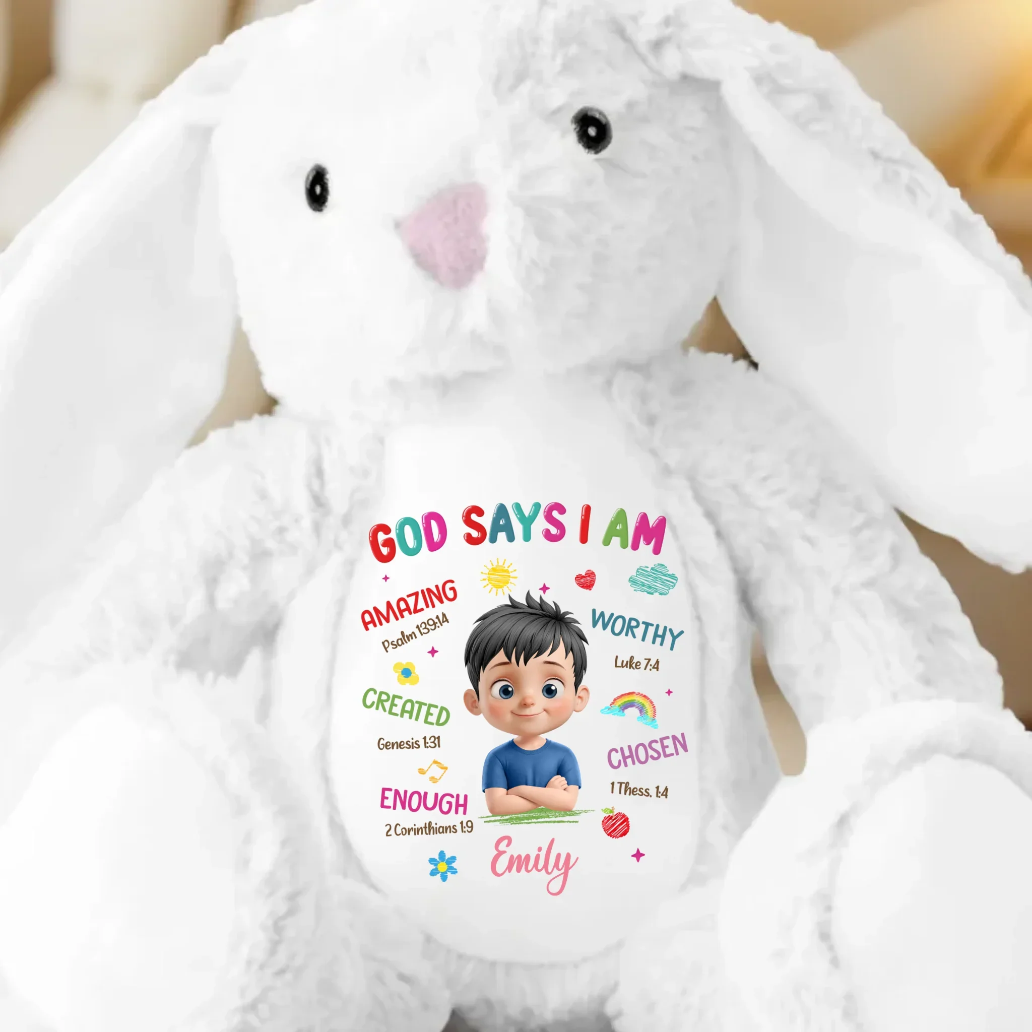 Chosen To Shine, Filled With Love - Family Personalized Custom Easter Bunny Plush - Gift For Family Members - Image 2