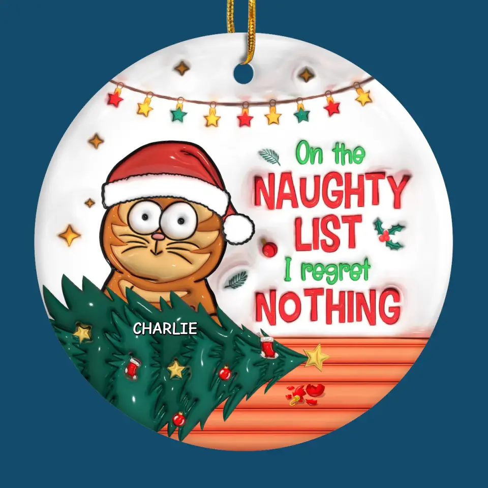 Christmas Cheer With My Pet Sidekick - Dog & Cat Personalized Custom 3D Inflated Effect Printed Ornament - Ceramic Round Shaped - Christmas Gift For Pet Owners, Pet Lovers - Image 2