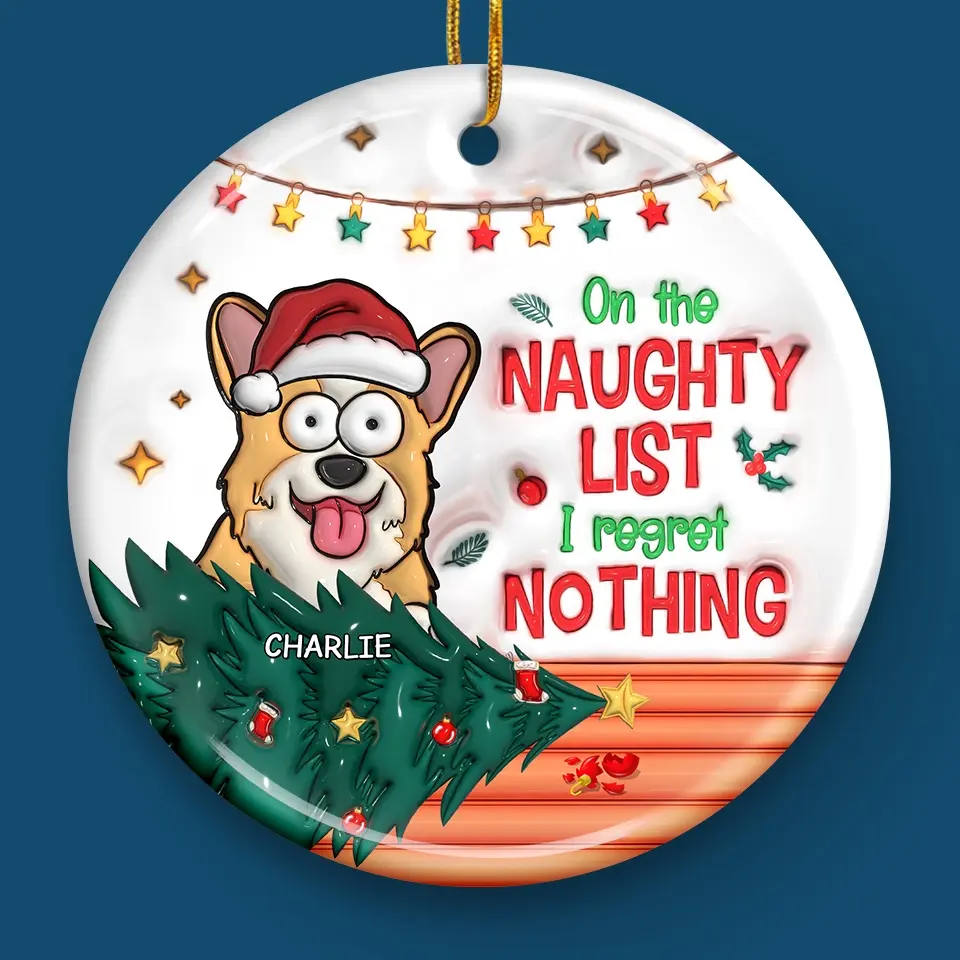 Christmas Cheer With My Pet Sidekick - Dog & Cat Personalized Custom 3D Inflated Effect Printed Ornament - Ceramic Round Shaped - Christmas Gift For Pet Owners, Pet Lovers - Image 4