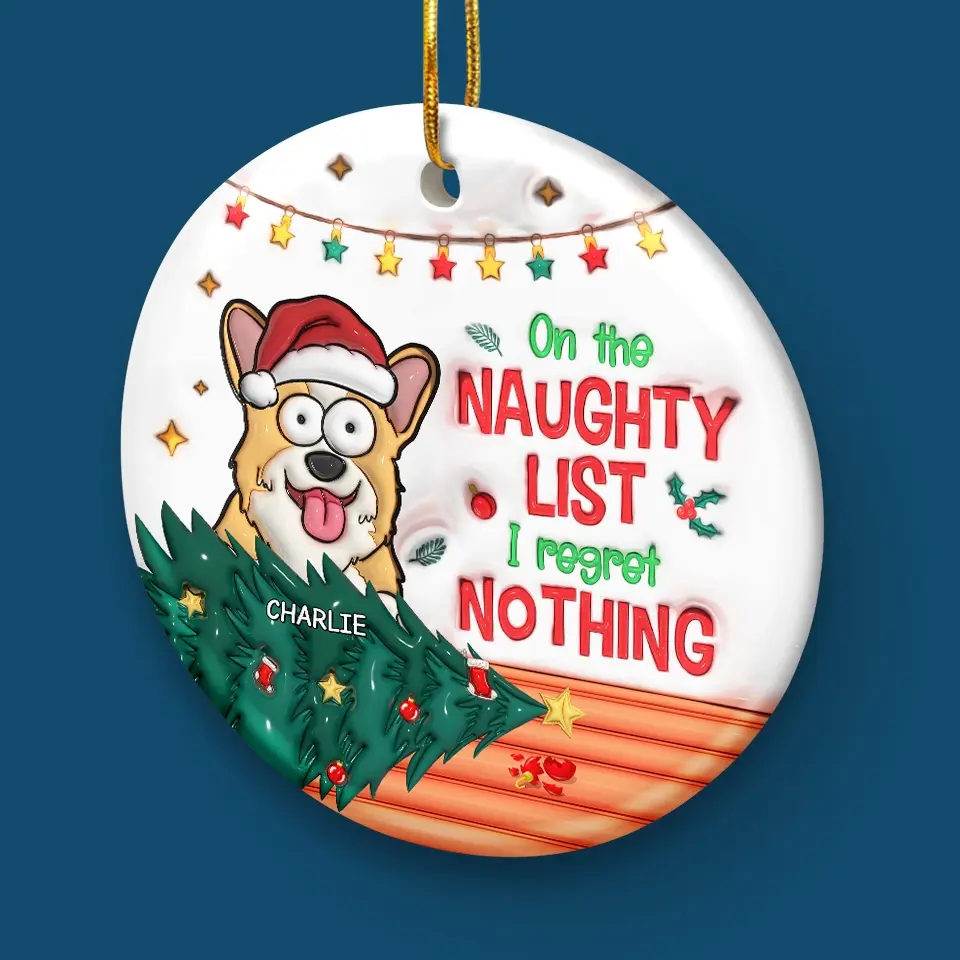 Christmas Cheer With My Pet Sidekick - Dog & Cat Personalized Custom 3D Inflated Effect Printed Ornament - Ceramic Round Shaped - Christmas Gift For Pet Owners, Pet Lovers - Image 5