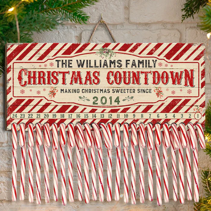 Christmas Countdown Making Christmas Sweeter - Family Personalized Custom Candy Christmas Countdown Wooden Sign, Advent Calendar - Christmas Gift For Family Members - Image 2