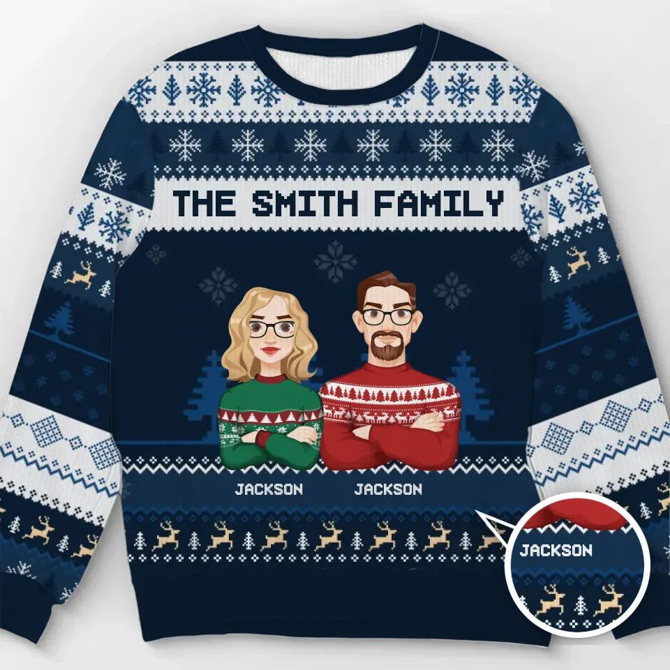 Christmas Is A Reminder Of The Joy That Family Brings - Family Personalized Custom Ugly Sweatshirt - Unisex Wool Jumper - Christmas Gift For Family Members - Image 2