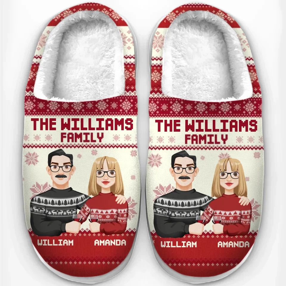Christmas Is A Time For Comfort, Joy, And Family Bonding - Family Personalized Custom Fluffy Slippers - Christmas Gift For Family Members - Image 2