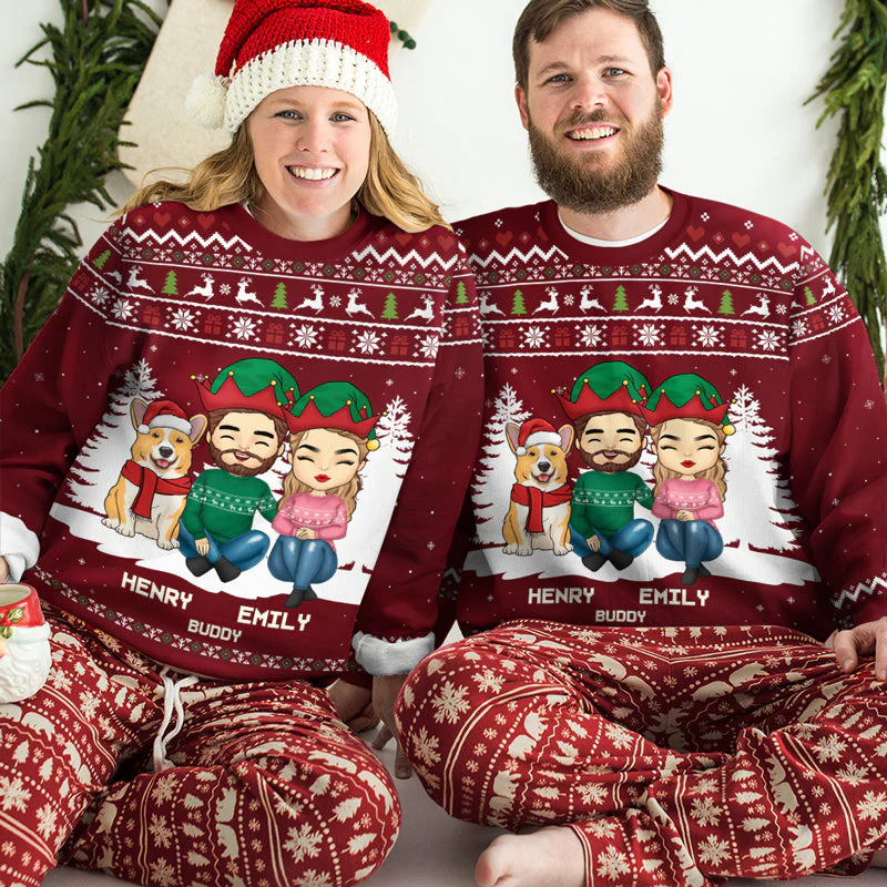 Christmas Is A Time For Family - Family Personalized Custom Ugly Sweatshirt - Unisex Wool Jumper - Christmas Gift For Family Members - Image 2