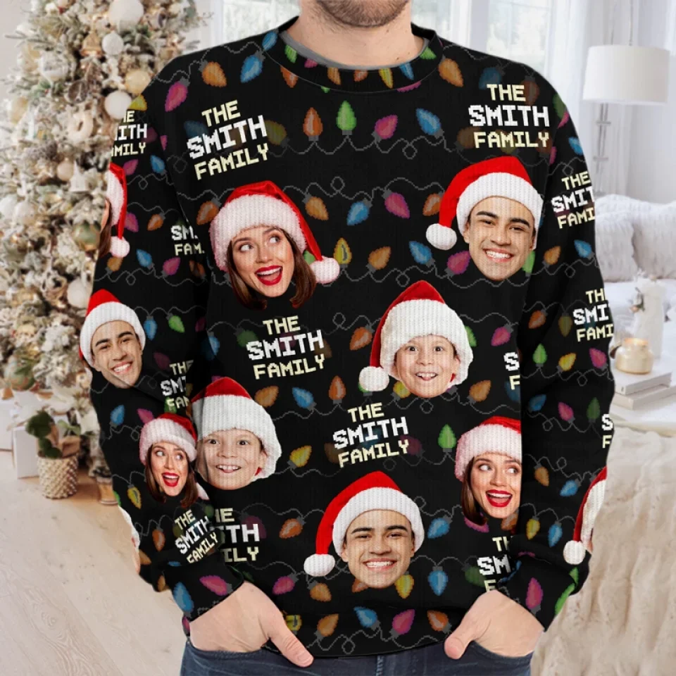 Christmas Is A Time To Gather With Family - Family Personalized Custom Ugly Sweatshirt - Unisex Wool Jumper - Christmas Gift For Family Members - Image 3