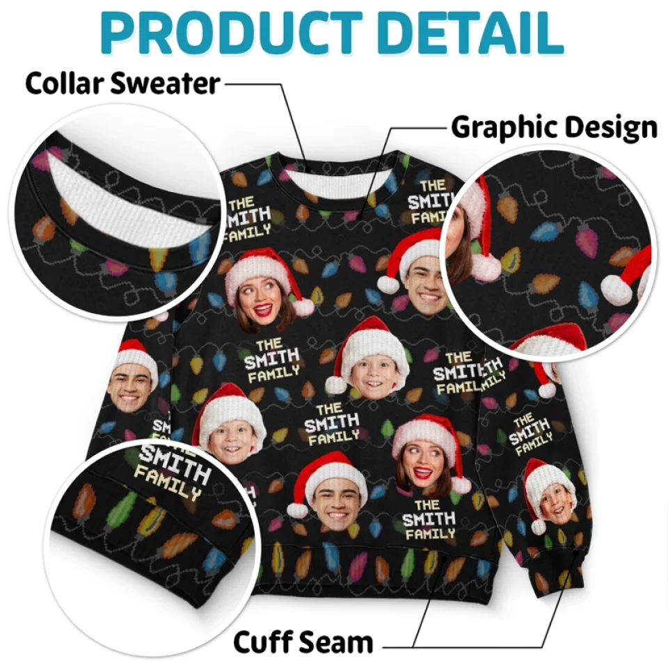 Christmas Is A Time To Gather With Family - Family Personalized Custom Ugly Sweatshirt - Unisex Wool Jumper - Christmas Gift For Family Members - Image 4