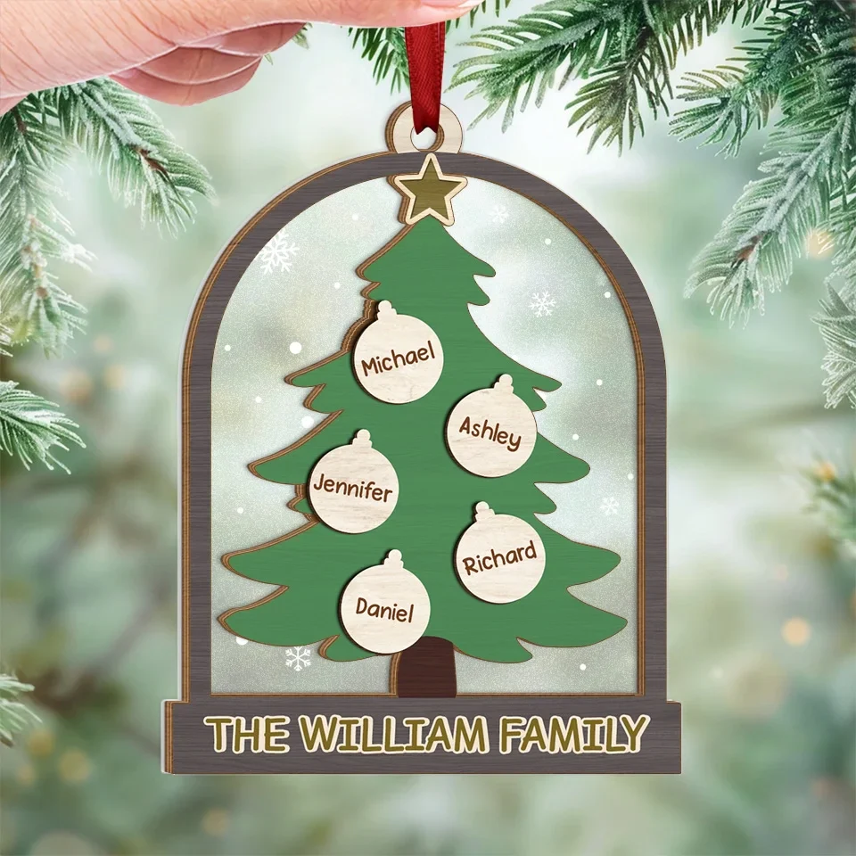 Christmas Is All About The Family! - Family Personalized Custom Wood & Acrylic Ornament - Christmas Gift For Family Members - Image 4