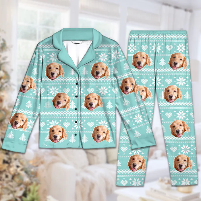 Christmas Is Coming Aztec Pattern - Dog & Cat Personalized Custom Face Photo Pajamas - Upload Image, Christmas Gift For Pet Owners, Pet Lovers - Image 3