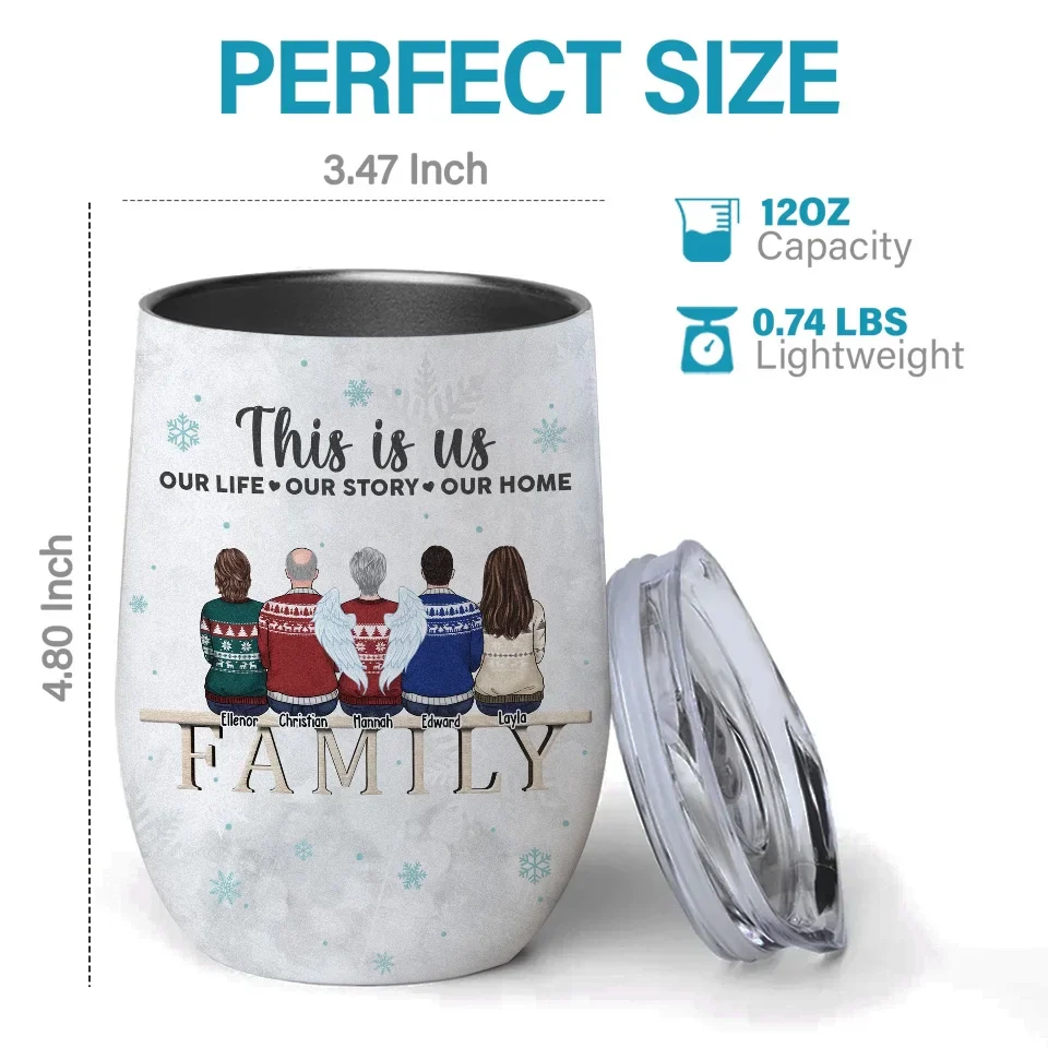 Christmas Is The Time To Touch Every Heart With Love And Care - Family Personalized Custom Wine Tumbler - Christmas Gift For Family Members, Siblings, Brothers, Sisters - Image 3