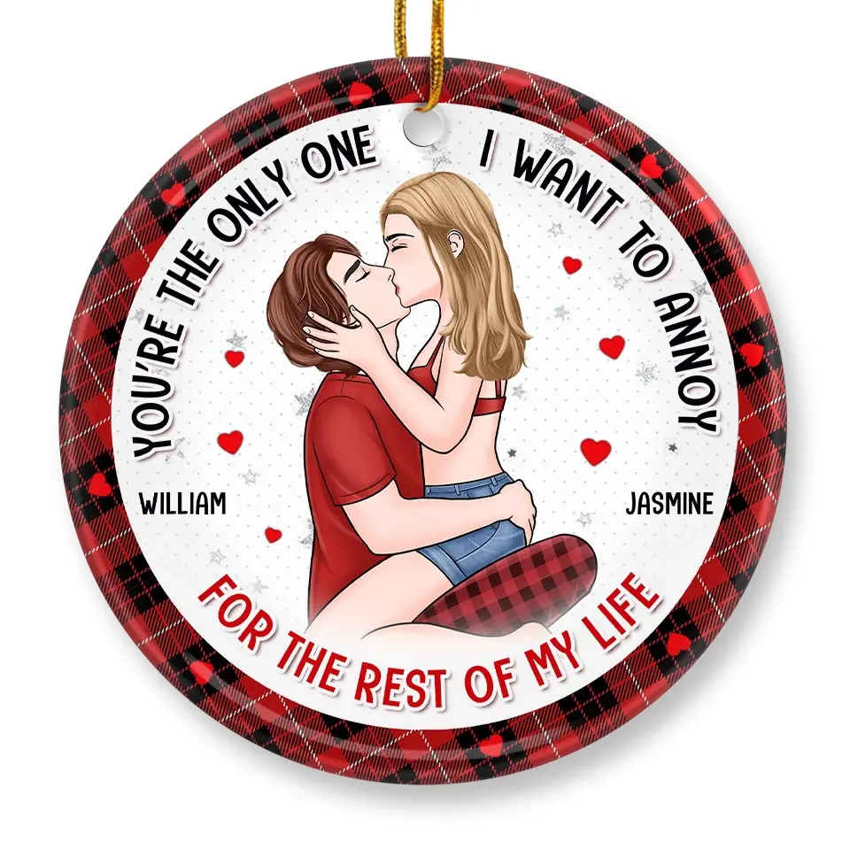Christmas Love Vibes Over Here - Couple Personalized Custom Ornament - Ceramic Round Shaped - Christmas Gift For Husband Wife, Anniversary - Image 4