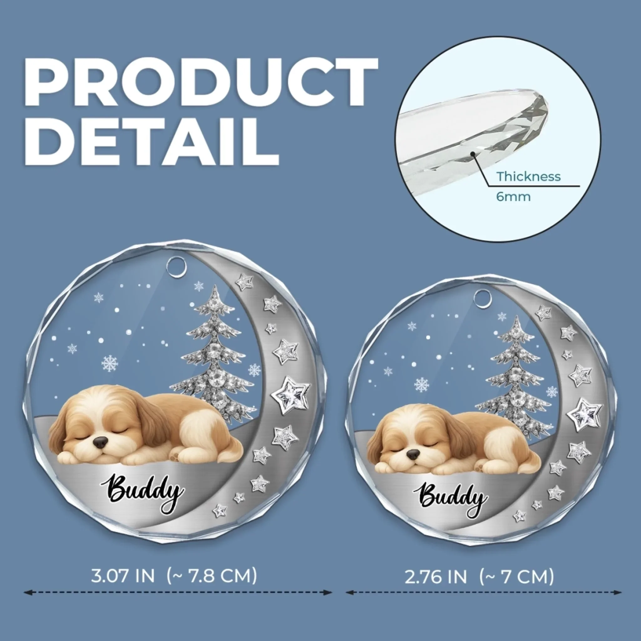 Custom Circle Glass Ornament - Personalized Christmas Birthday Gifts For Dog Lovers, Dog Dad And Mom - Woofs Wrapped In Wonder - Image 5
