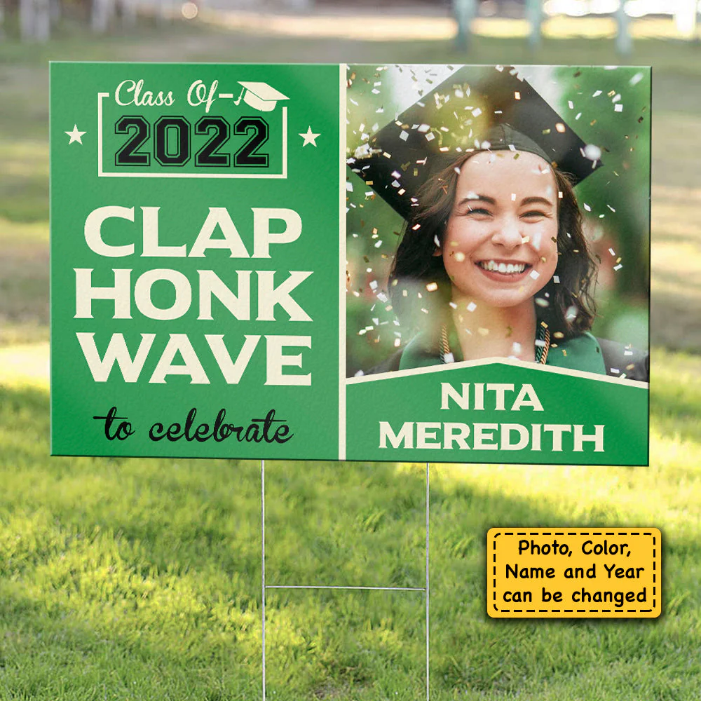 Clap Honk Wave - Upload Image, Personalized Yard Sign - Image 4