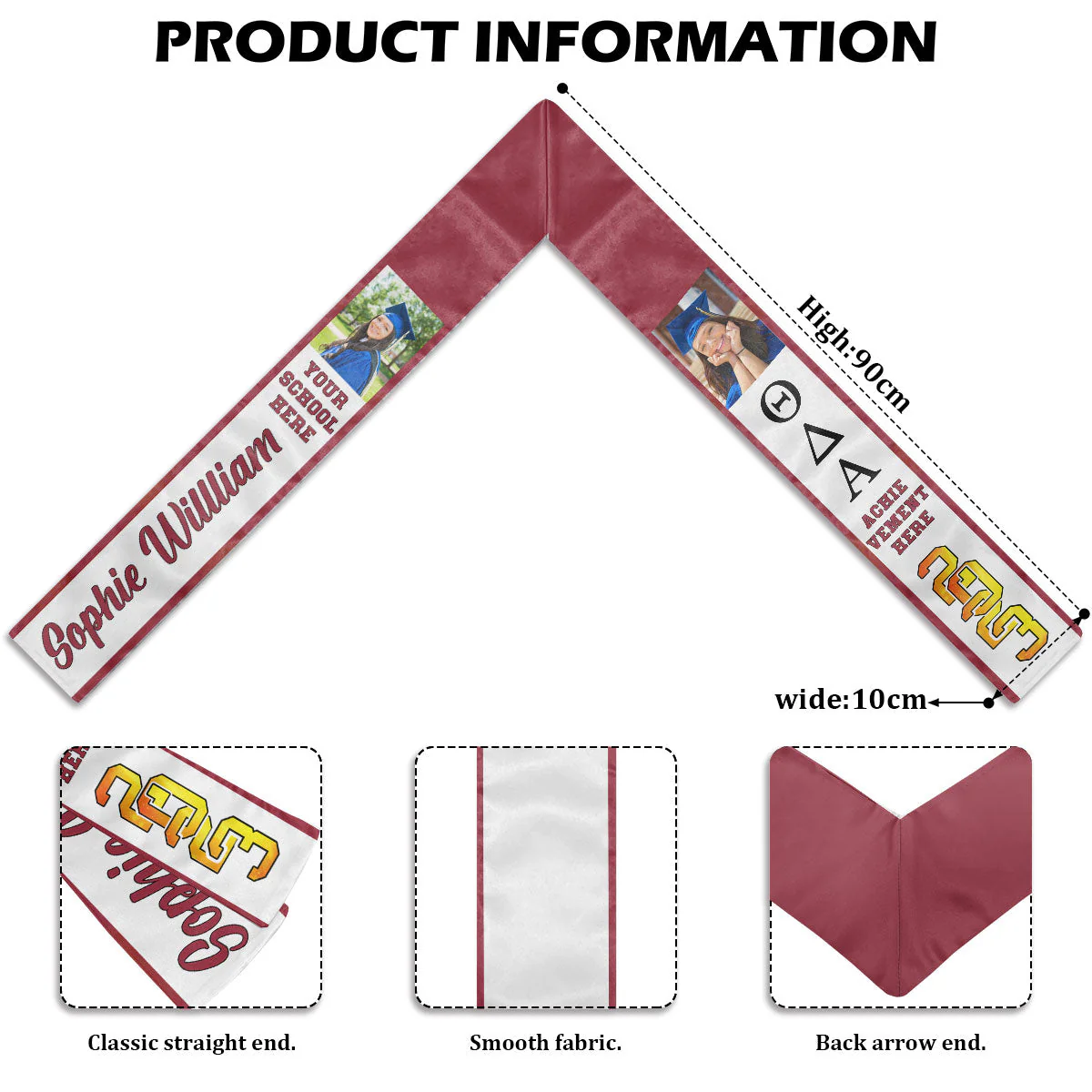 Class of 2024 Fraternity Graduation Stole - Upload Image - Personalized Graduation Stole - Image 4
