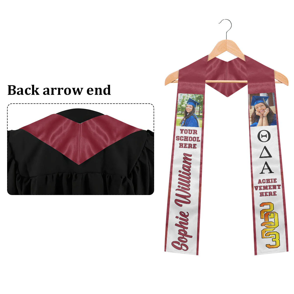 Class of 2024 Fraternity Graduation Stole - Upload Image - Personalized Graduation Stole - Image 5