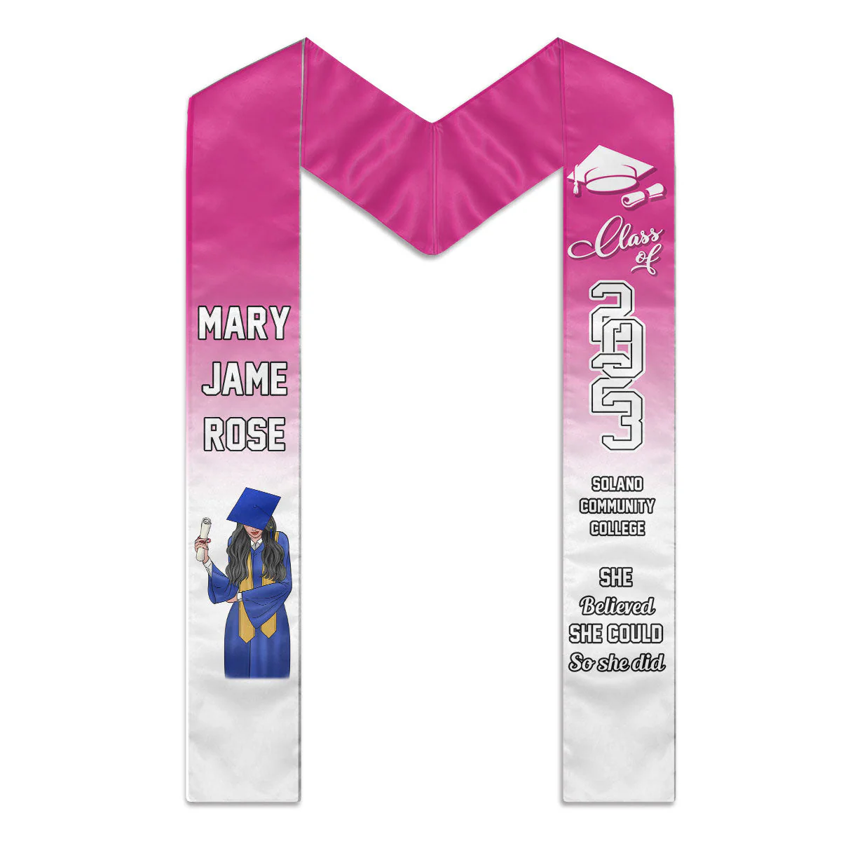 Class of 2024 - She Believed She Could So She Did - Personalized Graduation Stole - Image 3