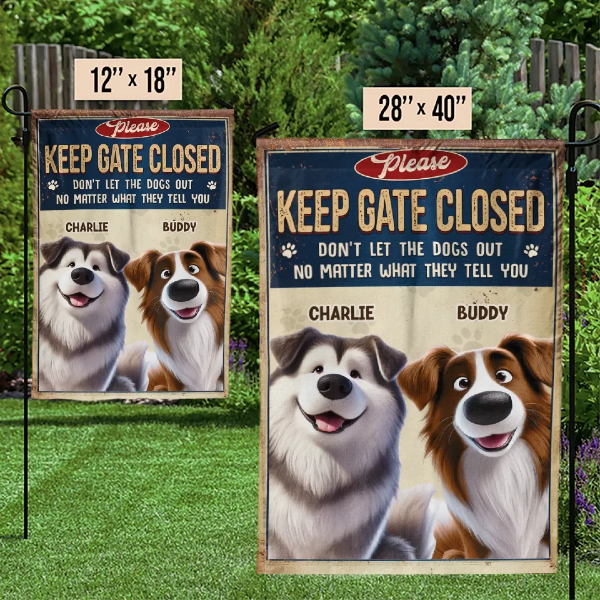 Closed Gates, Happy Tails - Dog Personalized Custom Flag - Gift For Pet Owners, Pet Lovers - Image 3