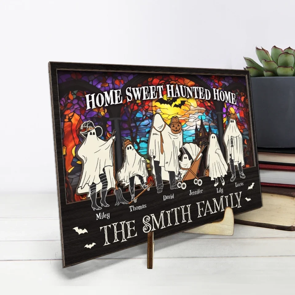Clothes Make A Statement, Costumes Tell A Story - Family Personalized Custom 2-Layered Wooden Plaque With Stand - Halloween Gift For Family Members - Image 4