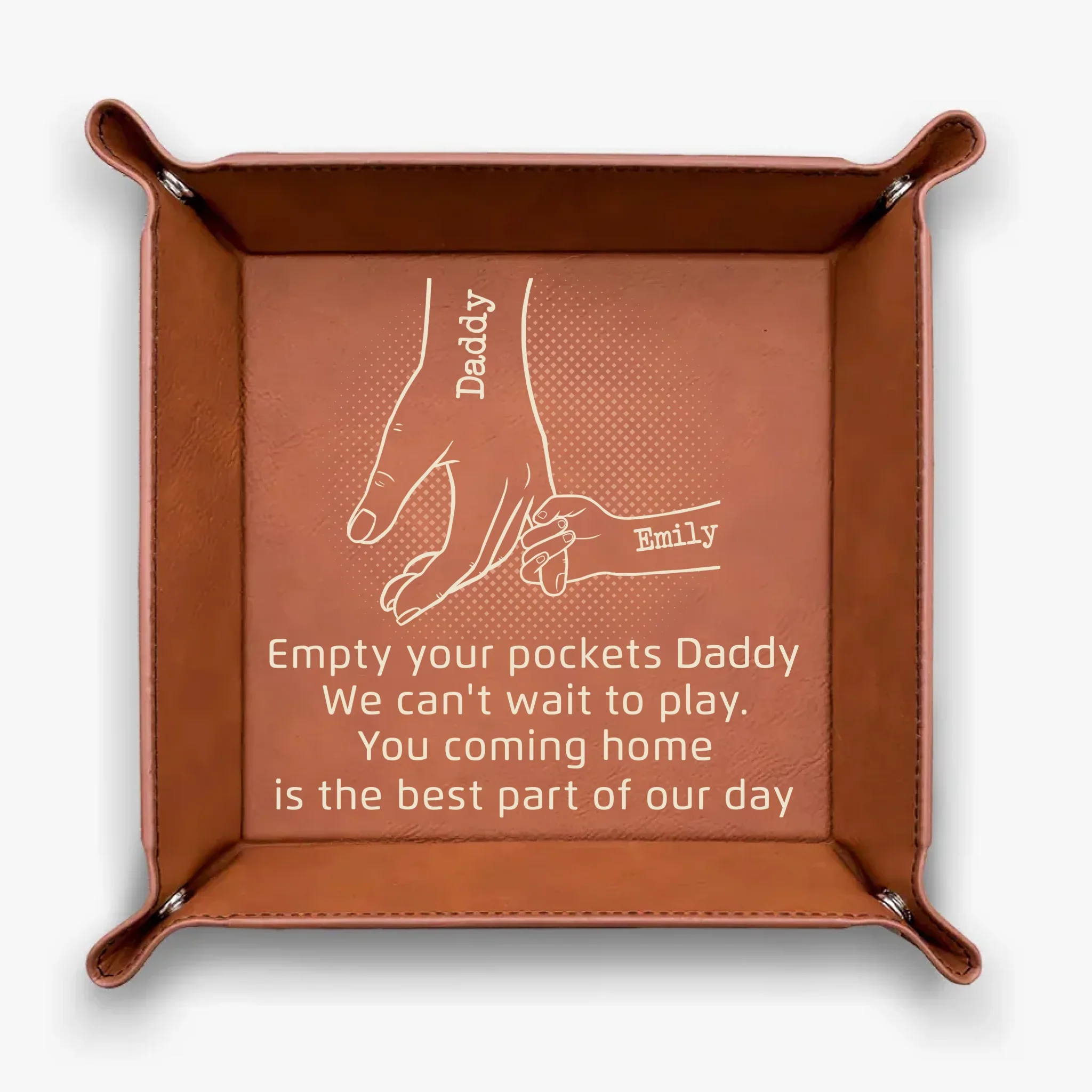 Come Home To Love - Family Personalized Custom Leather Valet Tray - Father's Day, Gift For Dad, Grandpa - Image 2