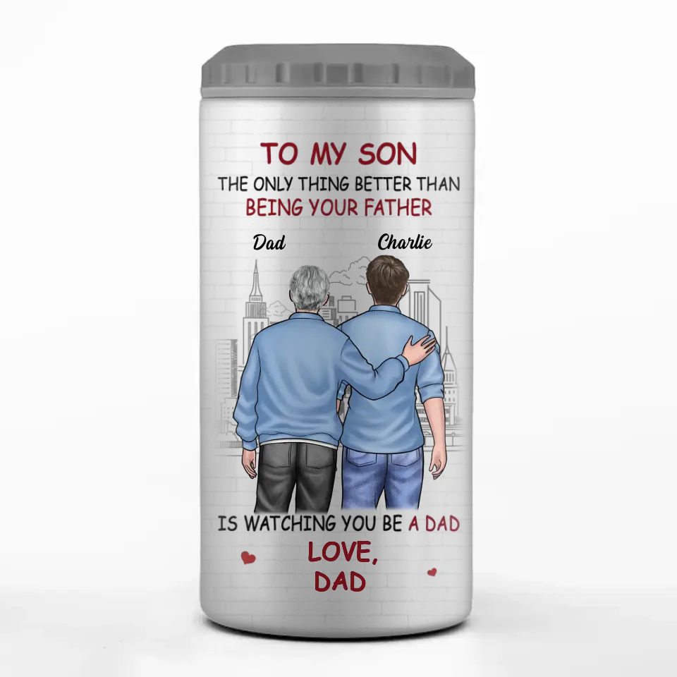 Congrats On Becoming A Dad - Family Personalized Custom 4 In 1 Can Cooler Tumbler - Gift For Son, Grandson - Image 2