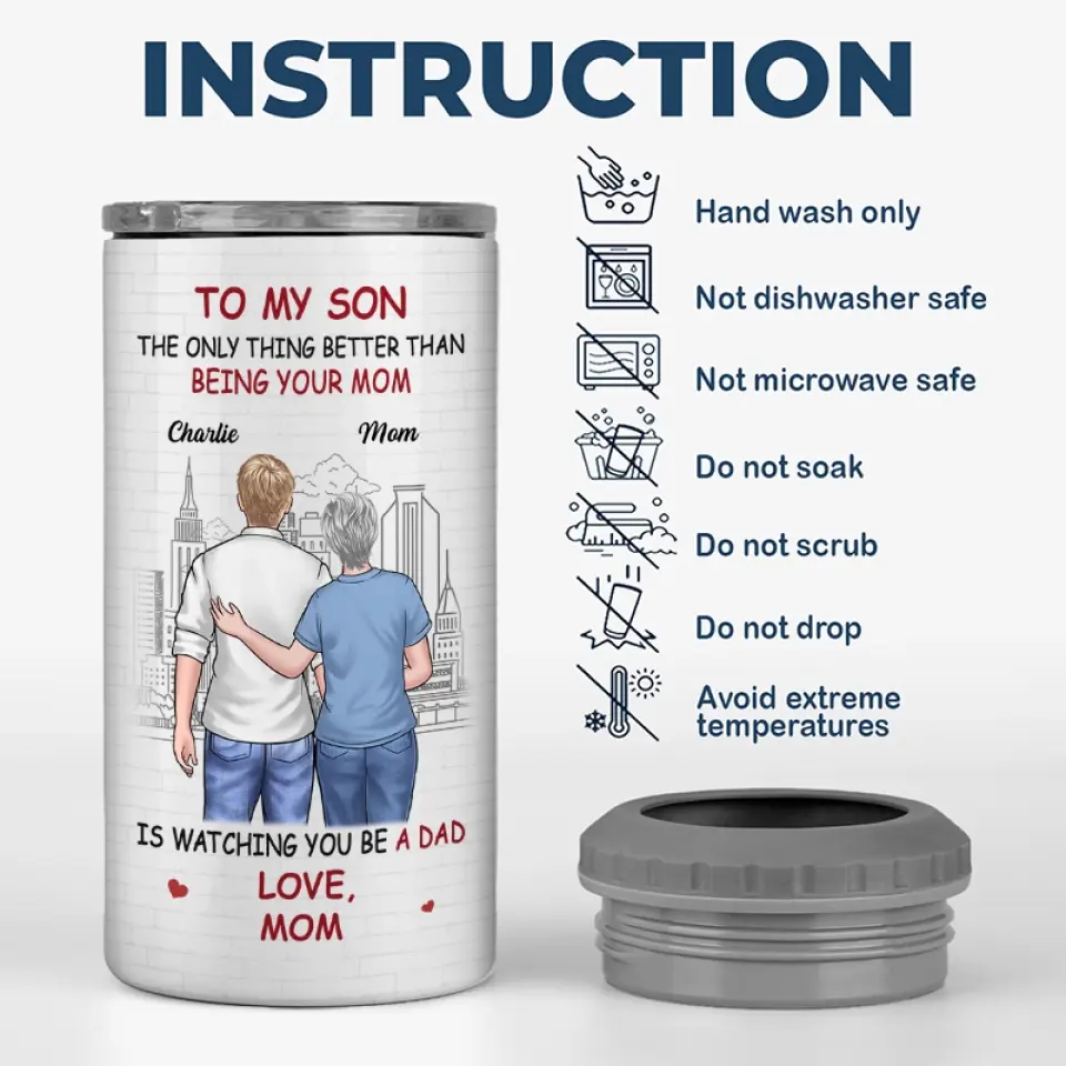 Congrats On Becoming A Dad - Family Personalized Custom 4 In 1 Can Cooler Tumbler - Gift For Son, Grandson - Image 6