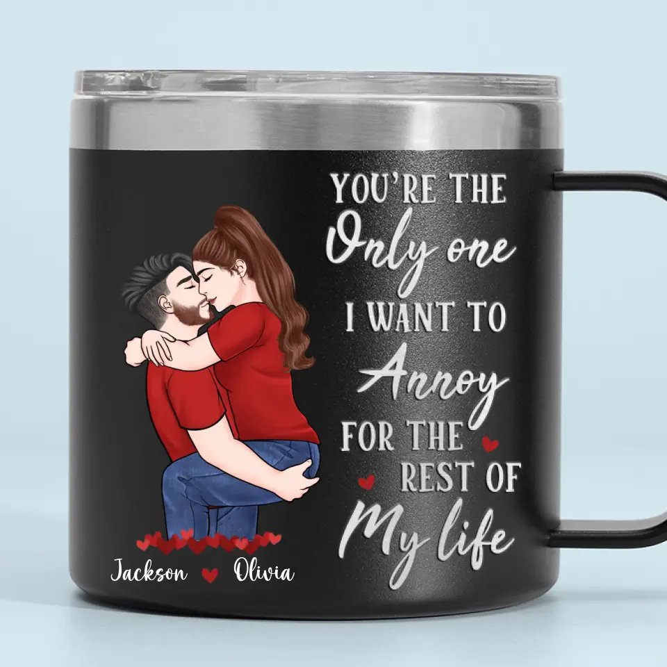 Congrats On Being My Husband - Couple Personalized Custom 14oz Stainless Steel Tumbler With Handle - Gift For Husband Wife, Anniversary - Image 5