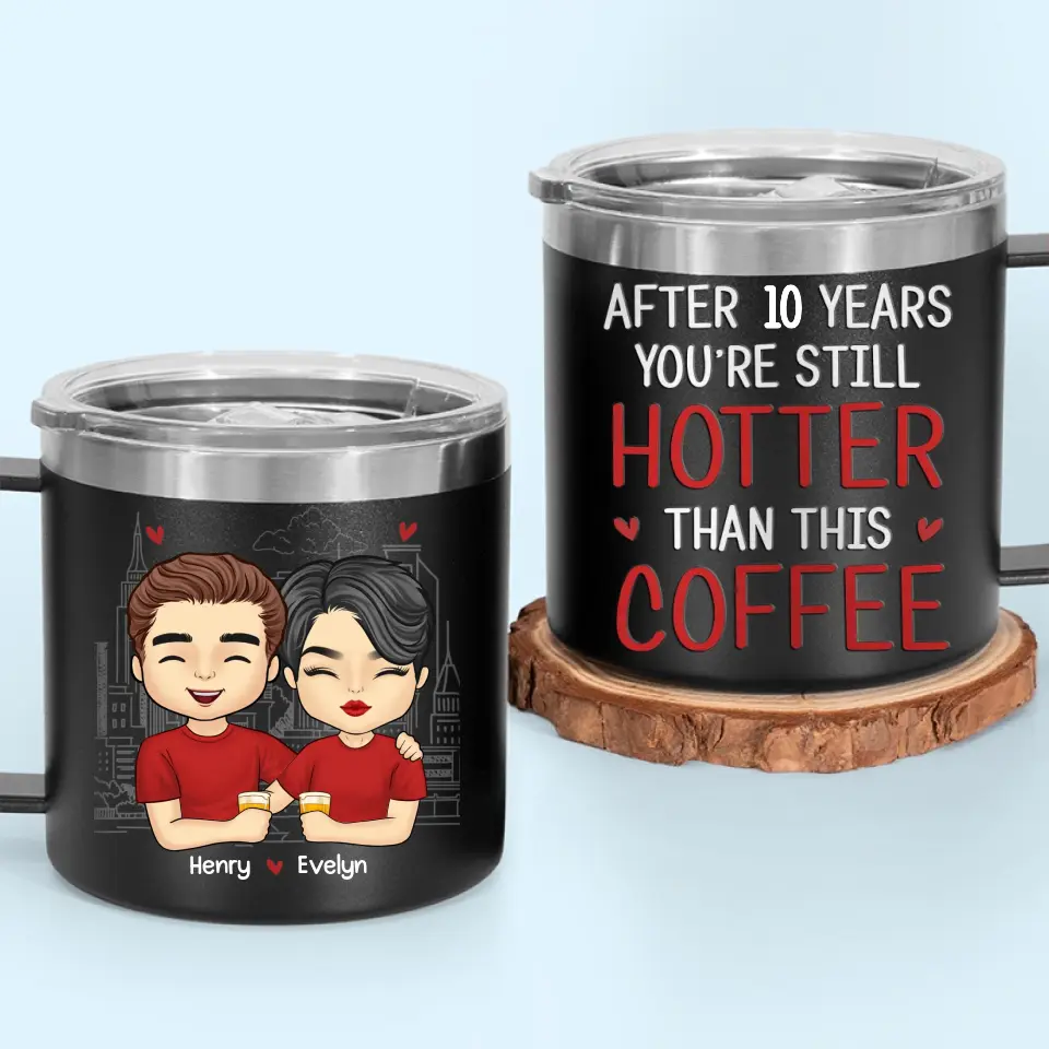 Congrats On Being My Husband, You Lucky Bastard - Couple Personalized Custom 14oz Stainless Steel Tumbler With Handle - Gift For Husband Wife, Anniversary - Image 5