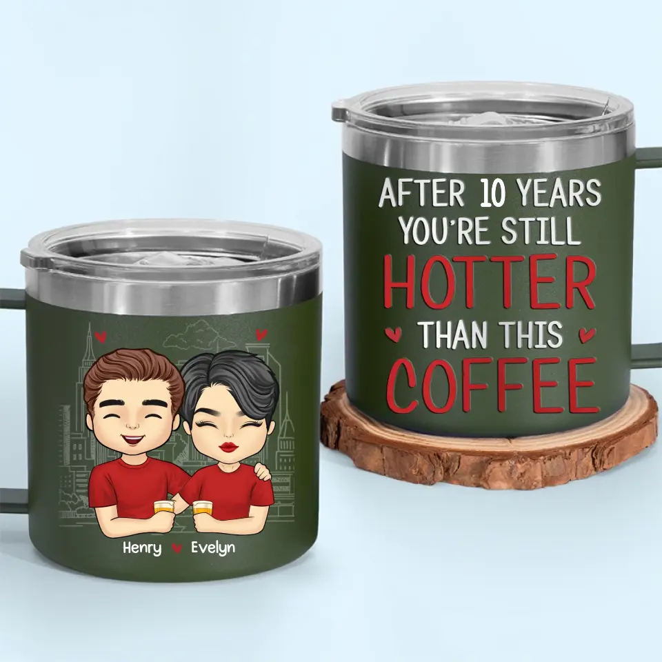 Congrats On Being My Husband, You Lucky Bastard - Couple Personalized Custom 14oz Stainless Steel Tumbler With Handle - Gift For Husband Wife, Anniversary - Image 6