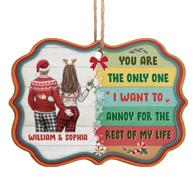 Congrats On Being My Husband You Lucky Bastard - Couple Personalized Custom Ornament - Wood Benelux Shaped - Christmas Gift For Husband Wife, Anniversary - Image 2