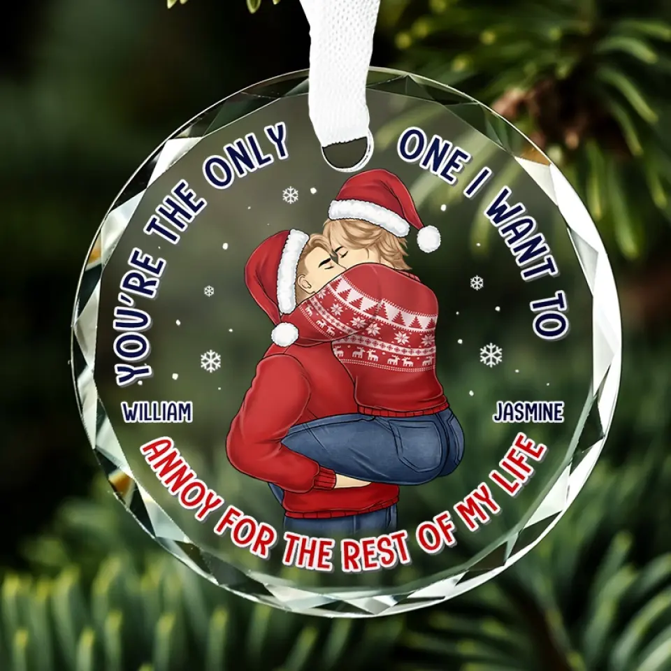 Congrats On Being My Husband, You're So Lucky - Couple Personalized Custom Circle Glass Ornament - Gift For Husband Wife, Anniversary - Image 5