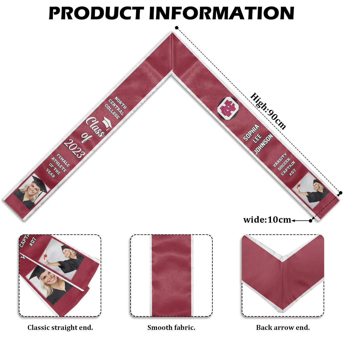 Congratulations Graduates Class Of 2024, Best Gift For Graduation's Day - Upload Image - Personalized Graduation Stole - Image 5