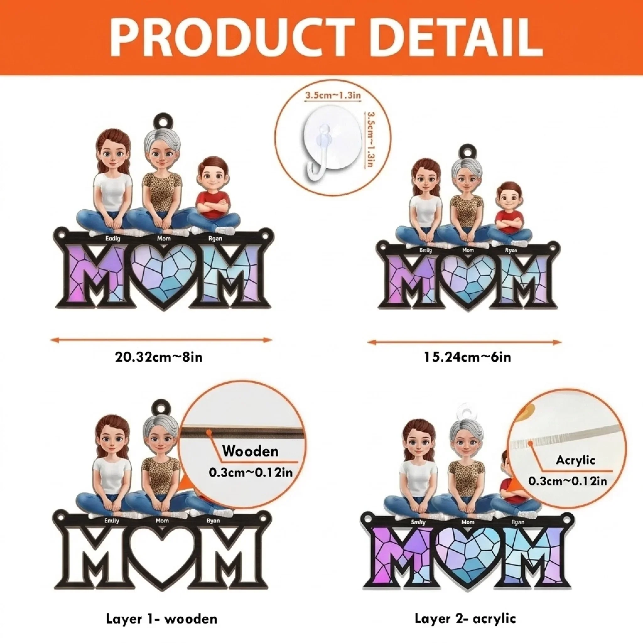 Connected By Love, Guided By Mom - Family Personalized Window Hanging Suncatcher Ornament - Mother's Day, Gift For Mom, Grandma - Image 6