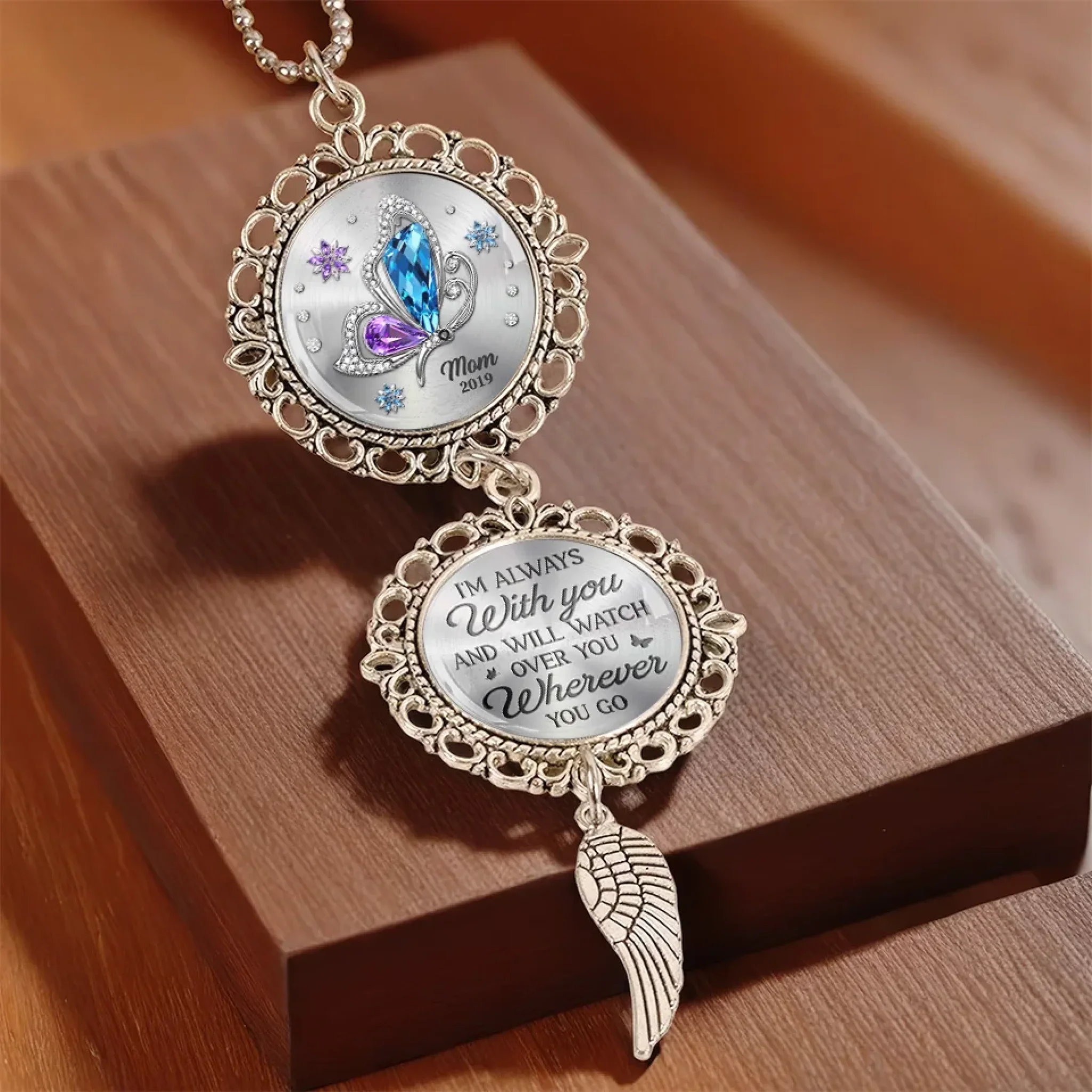 Connecting Love Through Memories - Memorial Personalized Custom Metal Car Hanging Ornament With Charm - Sympathy Gift For Family Members - Image 4