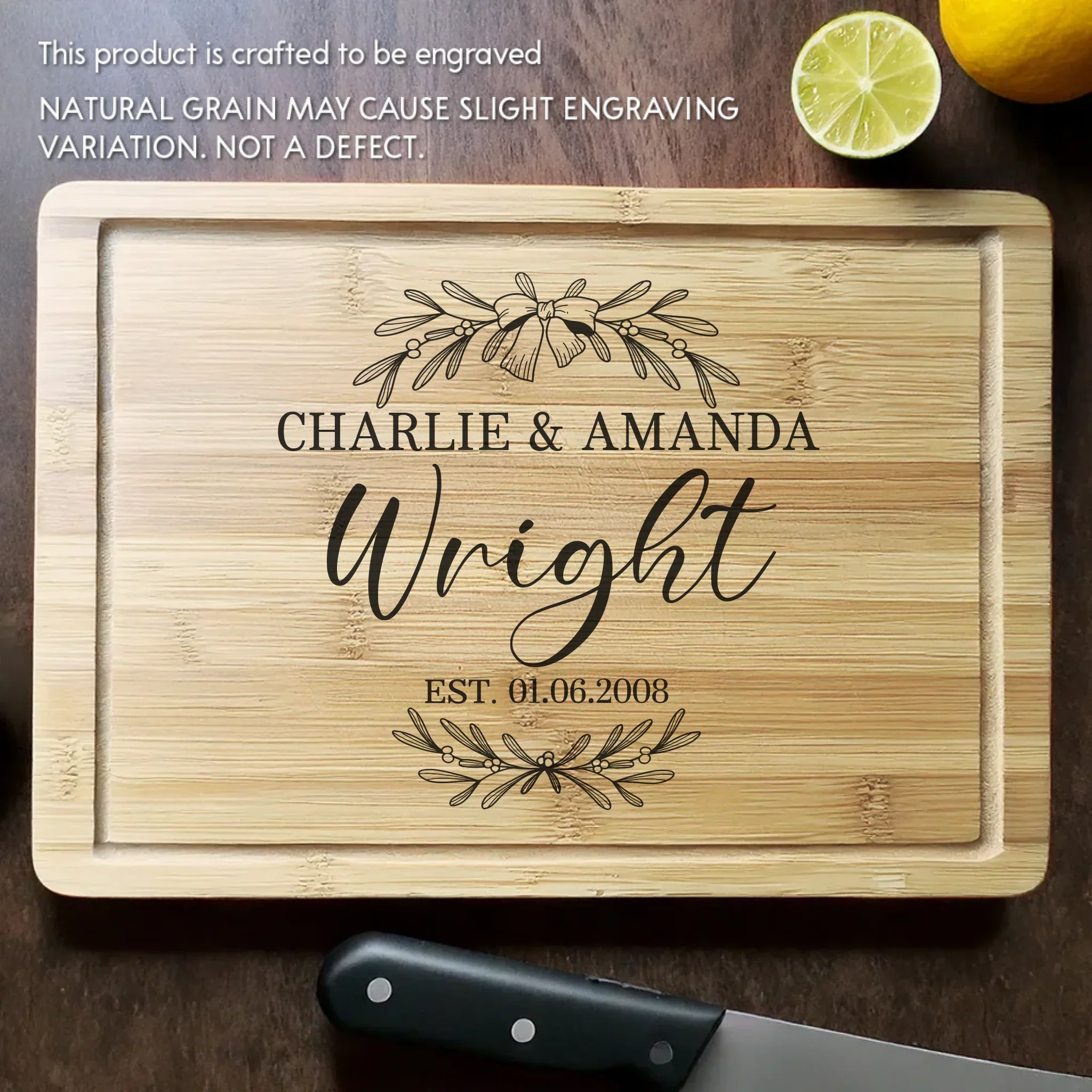 Cooking With Love - Couple Personalized Custom Engraved Wooden Cutting Board - Gift For Husband Wife, Anniversary - Image 2