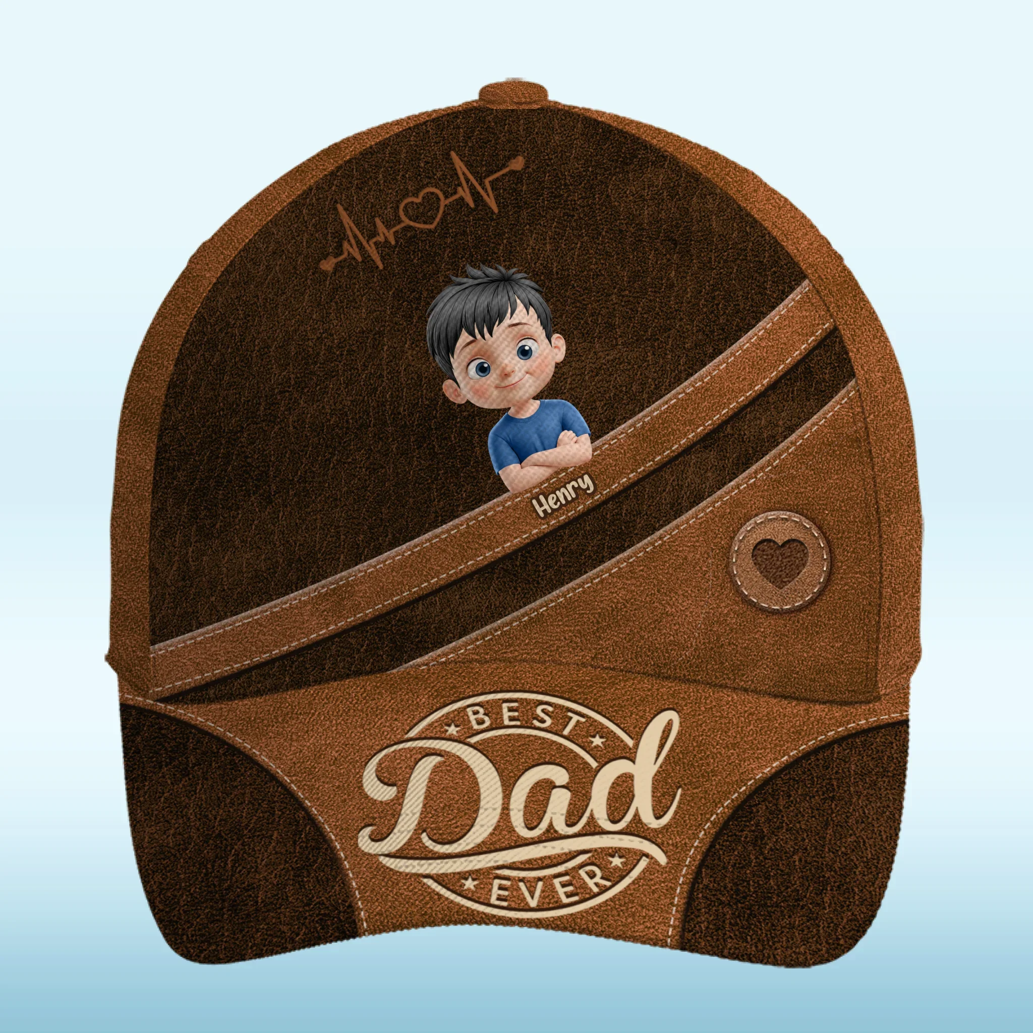 Cool Dad Warm Heart - Family Personalized Custom Hat, All Over Print Classic Cap - Father's Day, Gift For Dad, Grandpa - Image 2