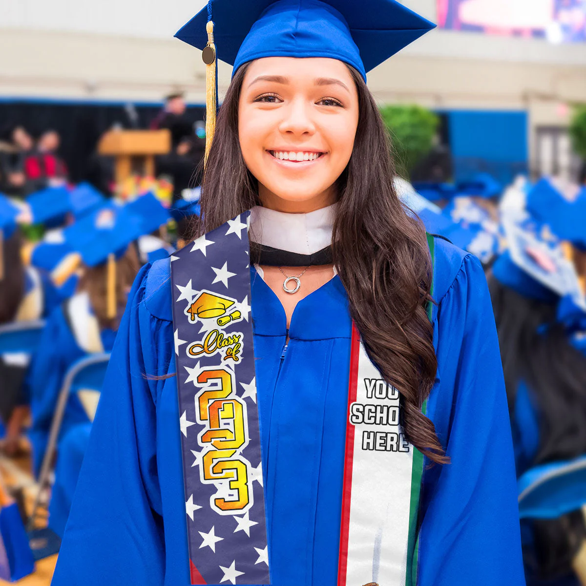 Country Flag Class of 2024 Best Gift For Graduation's Day - Personalized Graduation Stole - Image 3
