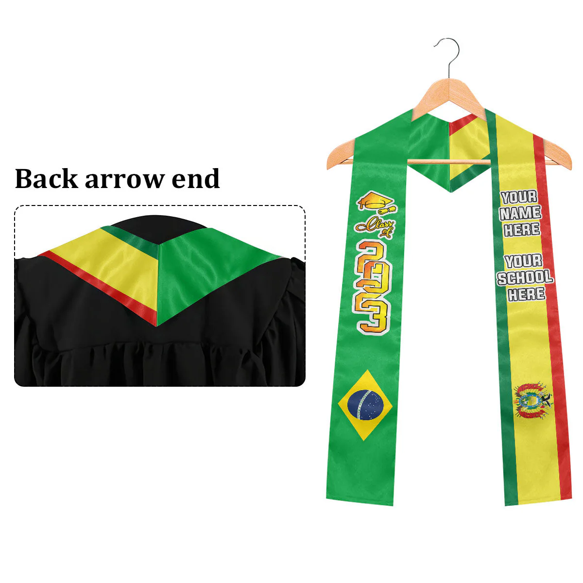 Country Flag Class of 2024 Best Gift For Graduation's Day - Personalized Graduation Stole - Image 5