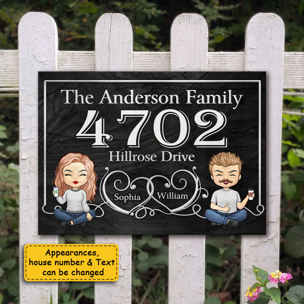 Couple Metal House Address Sign - Gift For Couples, Husband Wife - Personalized Metal Sign - Image 2
