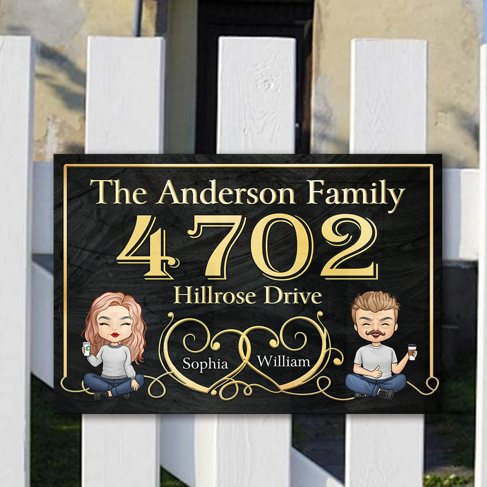 Couple Metal House Address Sign - Gift For Couples, Husband Wife, Personalized Metal Sign - Image 3