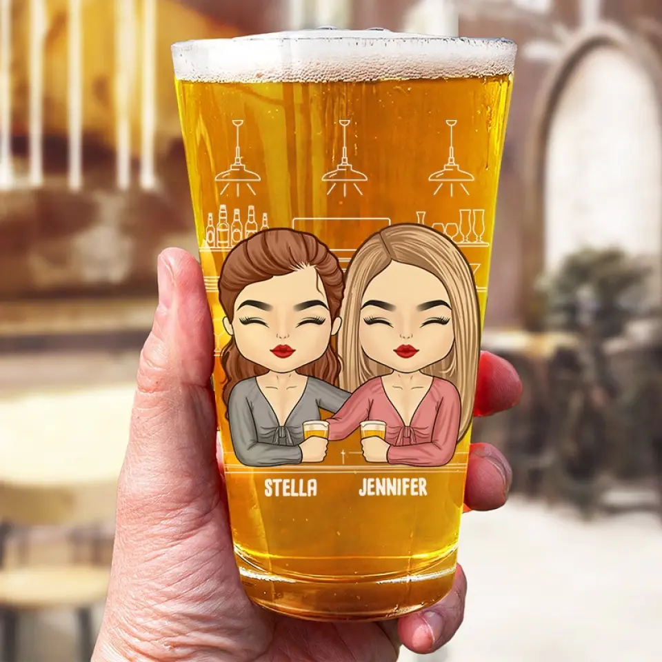 Coworker Drinking Buddies For Life - Bestie Personalized Custom Beer Glass - Summer Vacation Gift For Best Friends, BFF, Sisters, Coworkers - Image 3