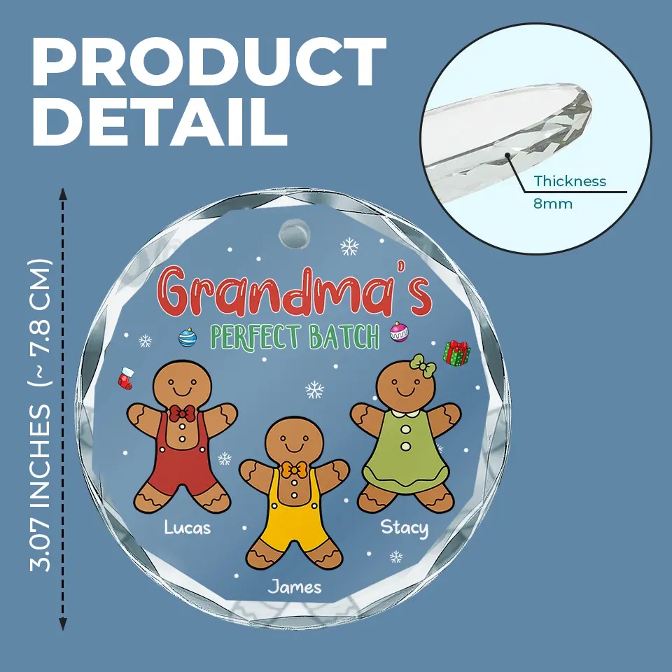 Cozy Cuddles With Grandma's Gingerbread - Family Personalized Custom Circle Glass Ornament - Christmas Gift For Mom, Grandma - Image 4