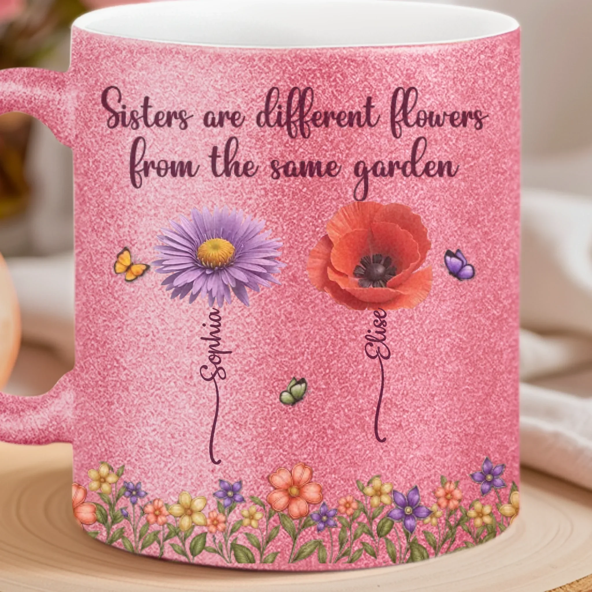 Custom 11OZ Glitter Matte Ceramic Mug - Personalized Best Friend Birthday Gifts For Women, Besties, Sisters, BFF - Laughter Is Our Everyday Magic - Image 3