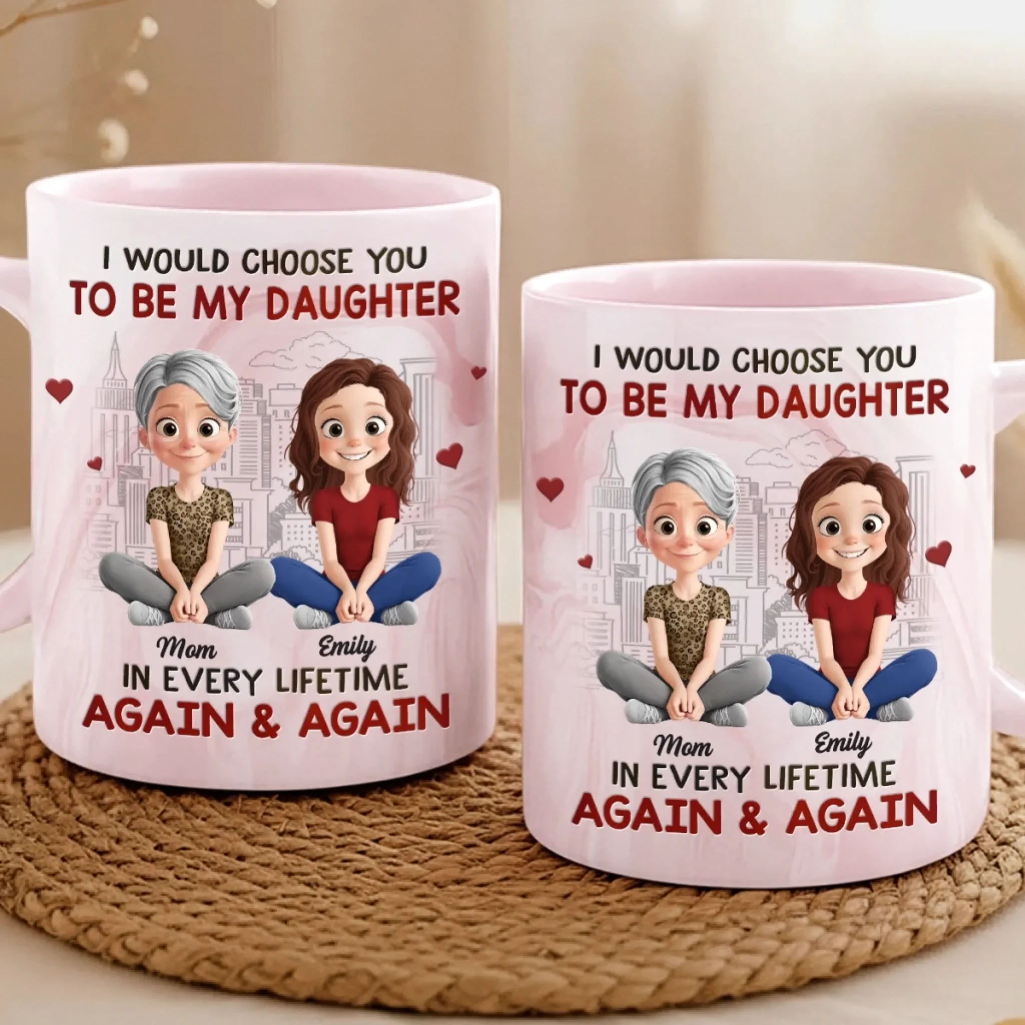 Custom 11oz Pink Marble Mug - Personalized Birthday Gifts For Mom, Daughter - Blessed To Have You - Image 3