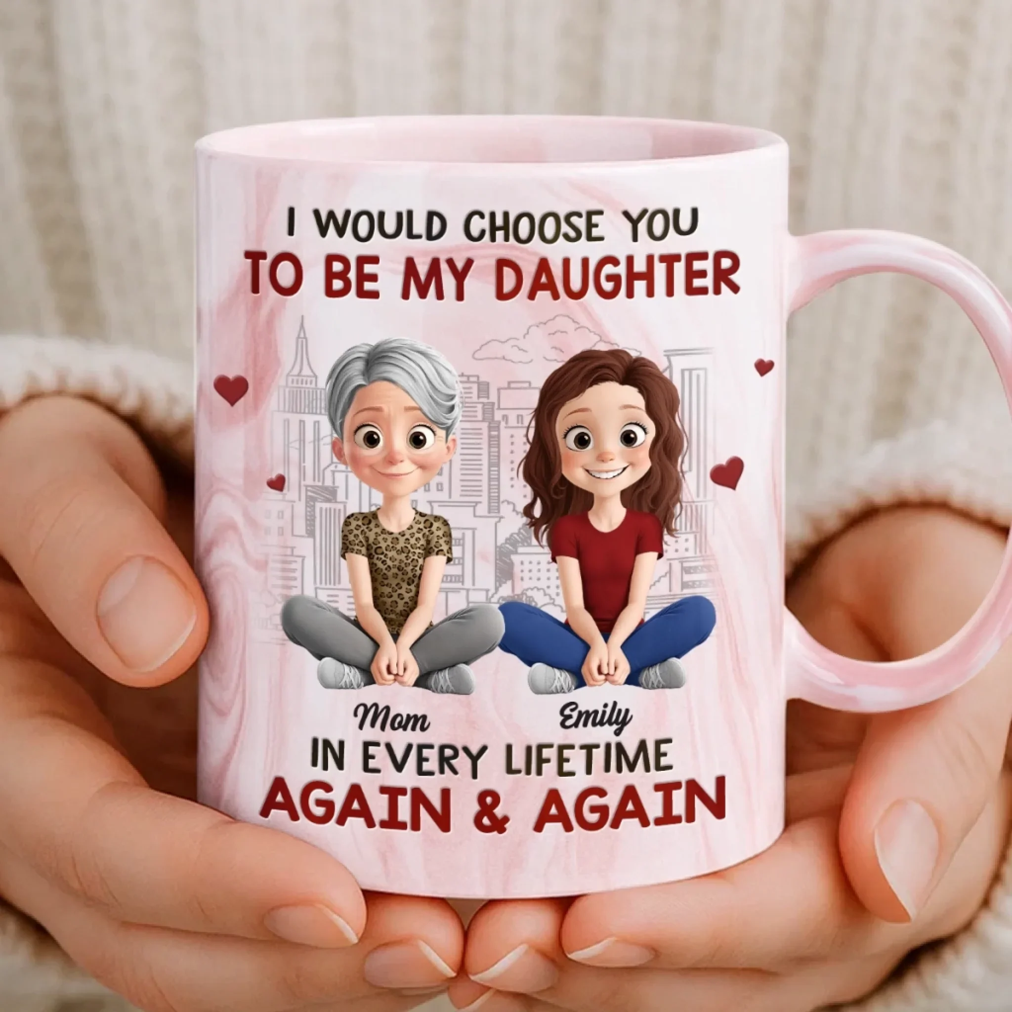 Custom 11oz Pink Marble Mug - Personalized Birthday Gifts For Mom, Daughter - Blessed To Have You - Image 4