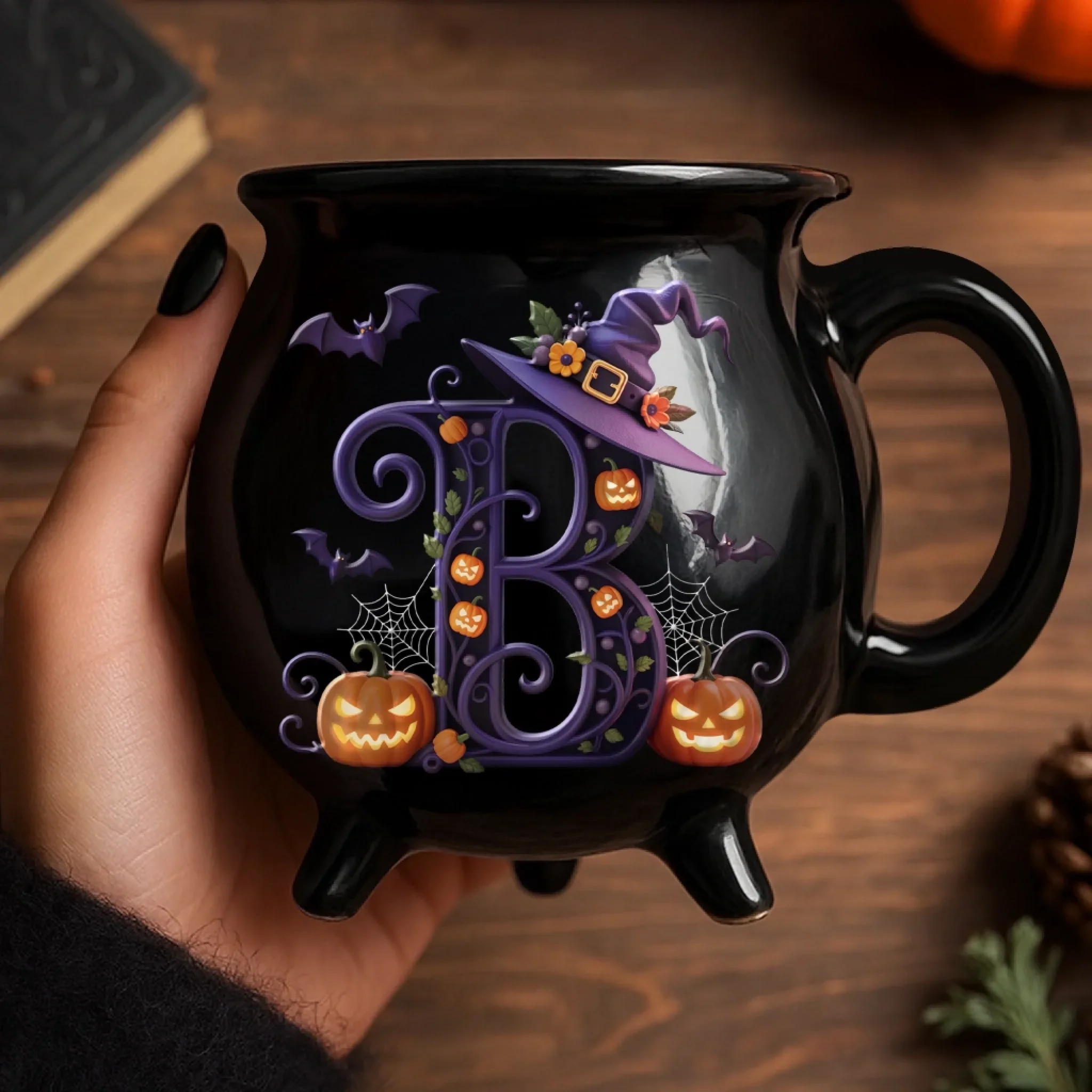 Custom 12oz Ceramic Cauldron Coffee Mug - New Arrival, Personalized Halloween Witchy Gifts For Besties, Sisters, BFF, Family, Yourself - Brew And Boo AMZ - Image 6