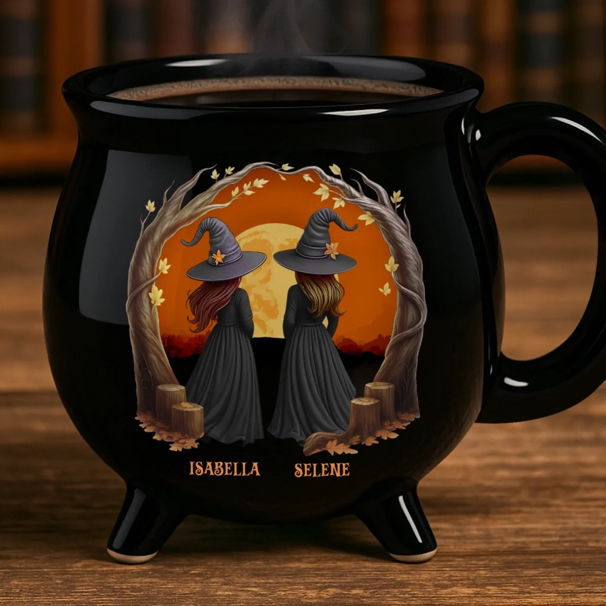 Custom 12oz Ceramic Cauldron Coffee Mug - Personalized Halloween Witchy Gifts For Besties, Sisters, BFF, Family, Yourself - Broommates For Life - Image 5