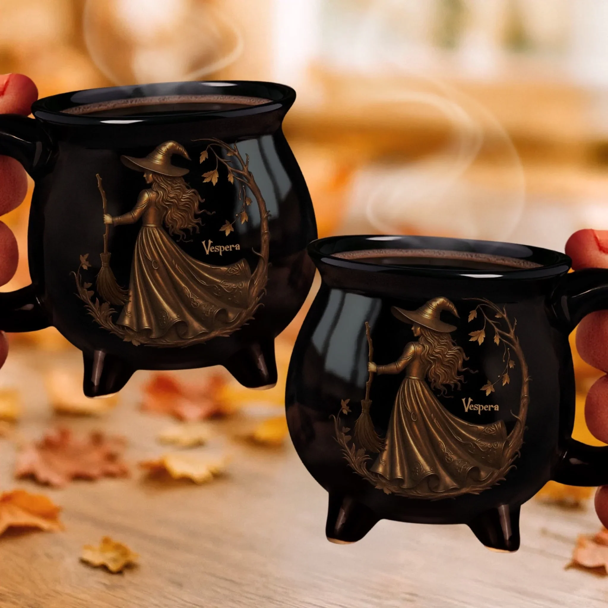 Custom 12oz Ceramic Cauldron Coffee Mug - Personalized Halloween Witchy Gifts For Besties, Sisters, BFF, Family, Yourself - Midnight Magic - Image 4