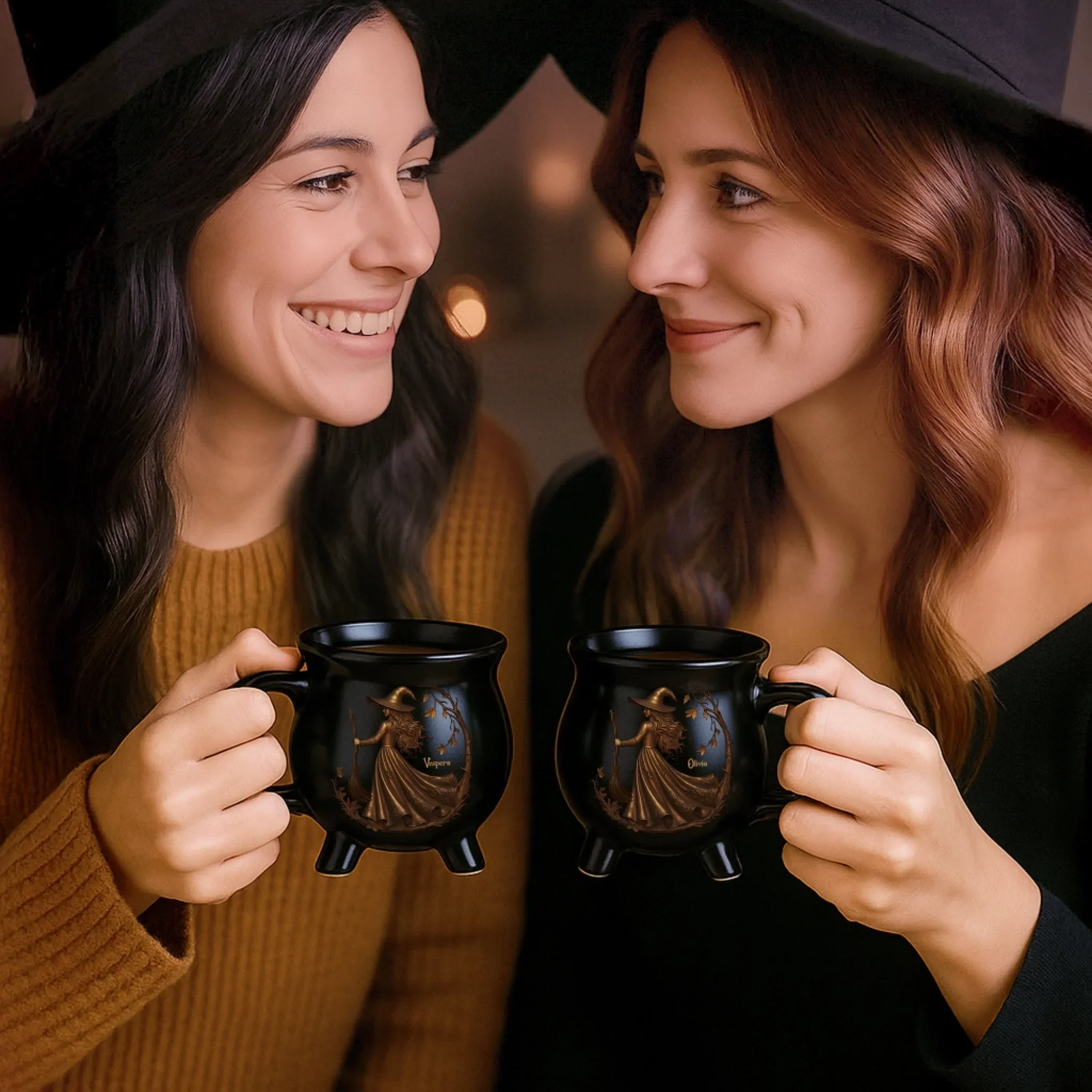 Custom 12oz Ceramic Cauldron Coffee Mug - Personalized Halloween Witchy Gifts For Besties, Sisters, BFF, Family, Yourself - Midnight Magic - Image 7
