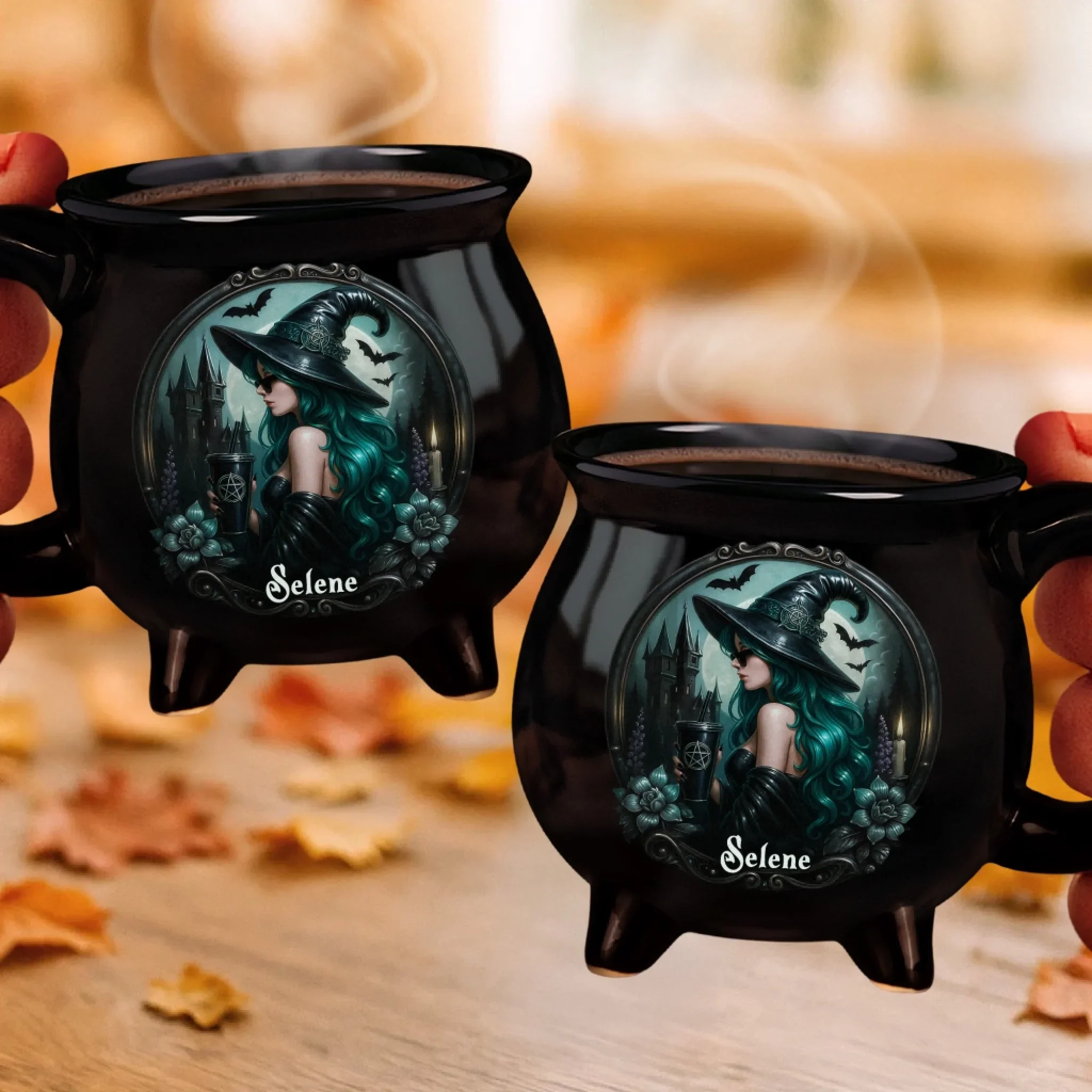 Custom 12oz Ceramic Cauldron Coffee Mug - Personalized Halloween Witchy Gifts For Besties, Sisters, BFF, Family, Yourself - Mystic Witch Vibes - Image 3