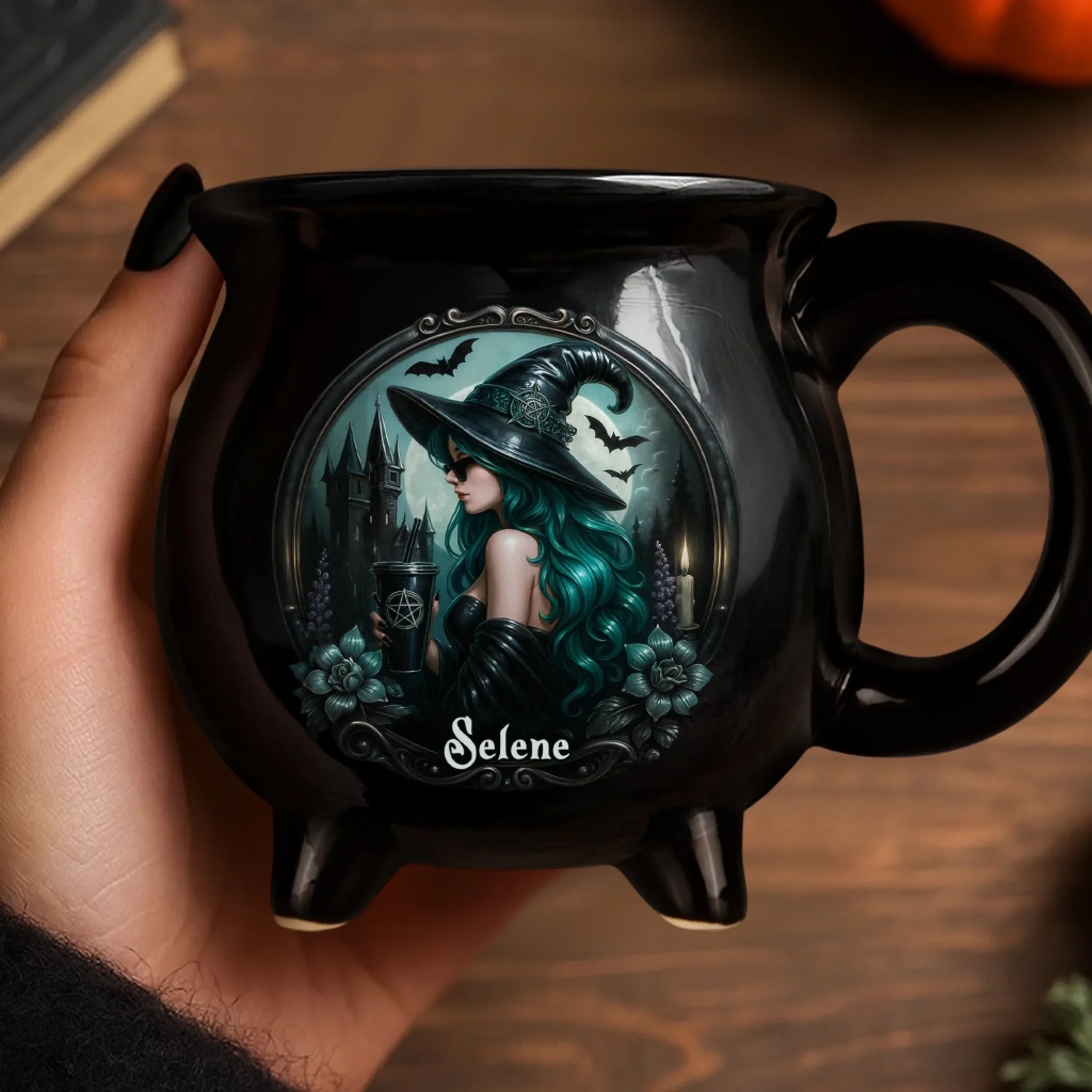 Custom 12oz Ceramic Cauldron Coffee Mug - Personalized Halloween Witchy Gifts For Besties, Sisters, BFF, Family, Yourself - Mystic Witch Vibes - Image 5