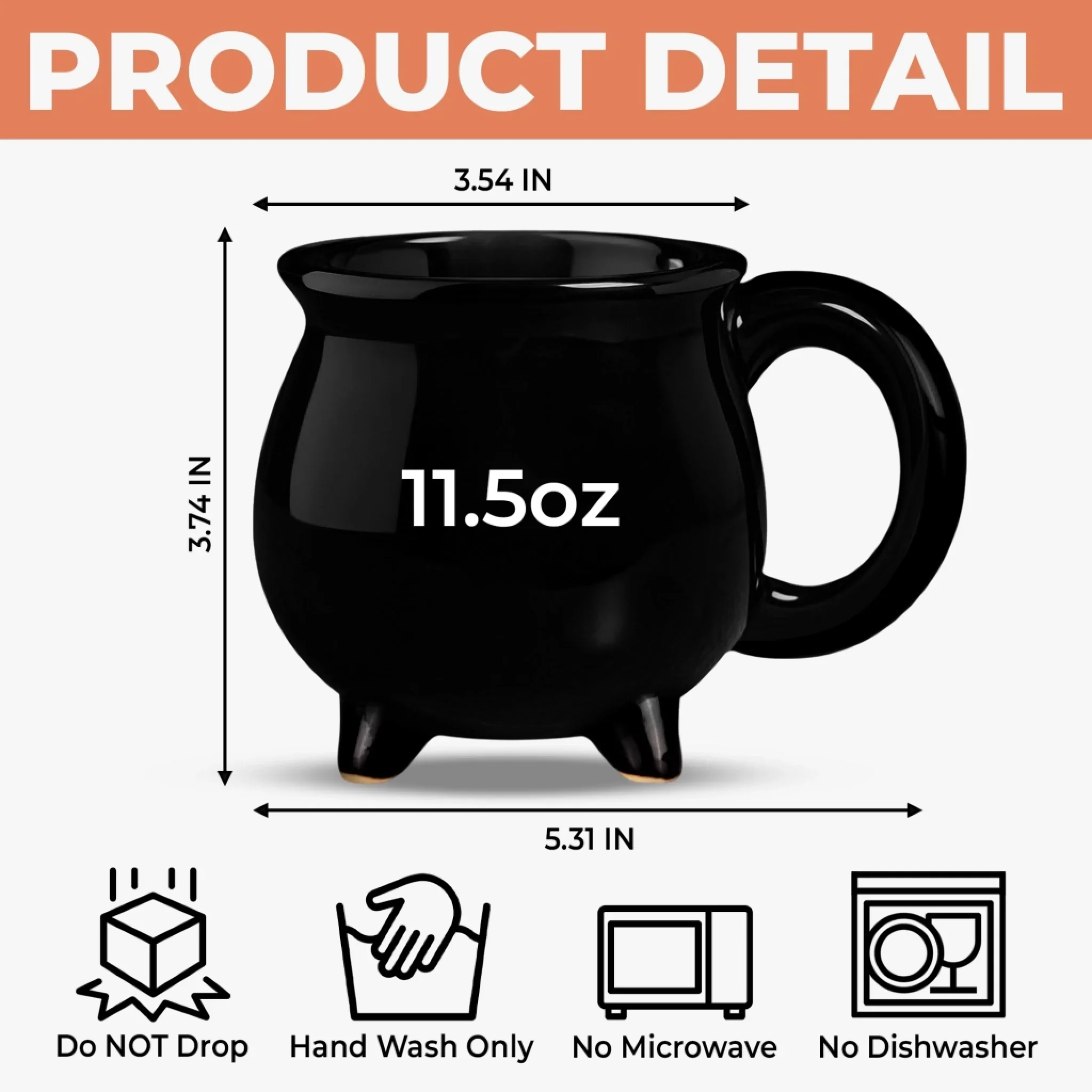 Custom 12oz Ceramic Cauldron Coffee Mug - Personalized Halloween Witchy Gifts For Cat Lovers, Cat Mom And Dad - Spooky Cat Mom - Image 6